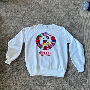 Disney White Epcot Center Crewneck Sweater